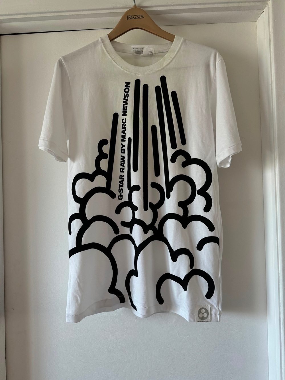 G-Star raw by Marc Newson White Short Sleeve Graphic Tee with Black Print